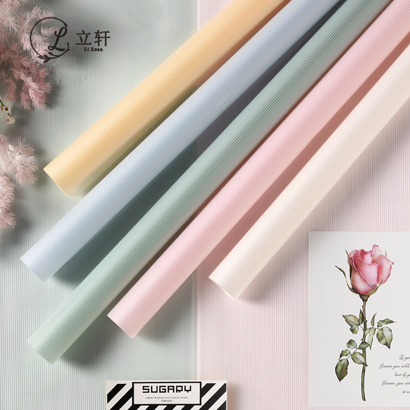 MYHC-04 Haze Line Film d'emballage de fleurs à motif vertical de couleur unie
