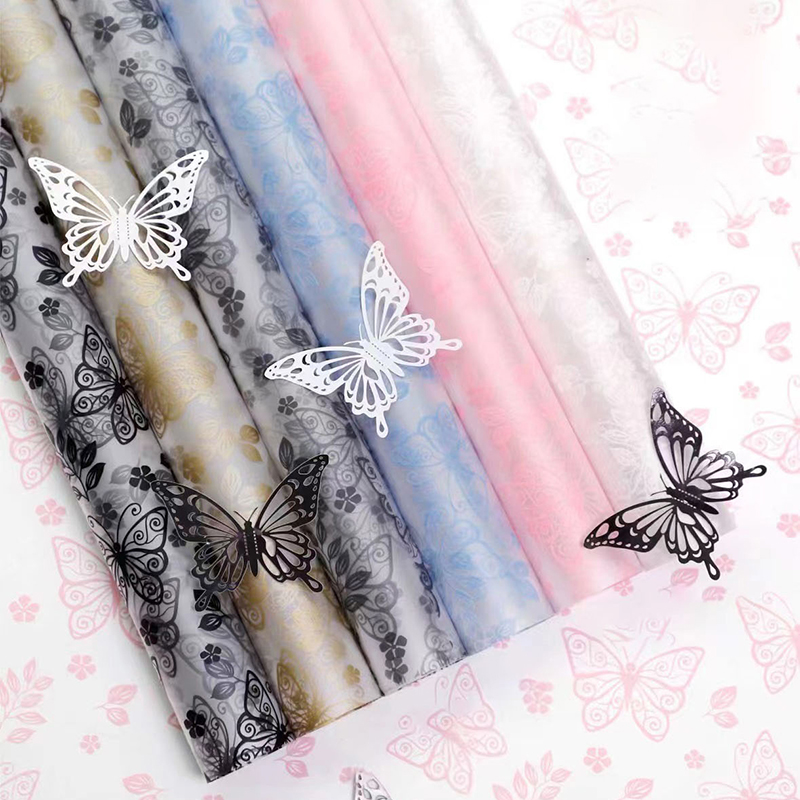 MYHC-07 Lignes de papillon exquises, film d'emballage de fleurs transparent