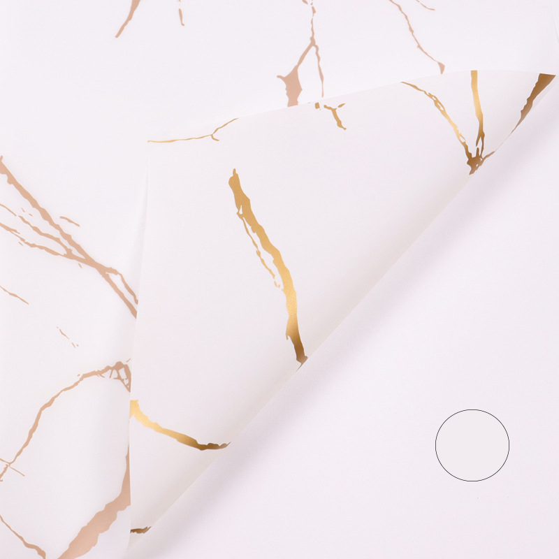 MYHC-13 Papier d'emballage de fleurs en plastique à motif de marbre doré