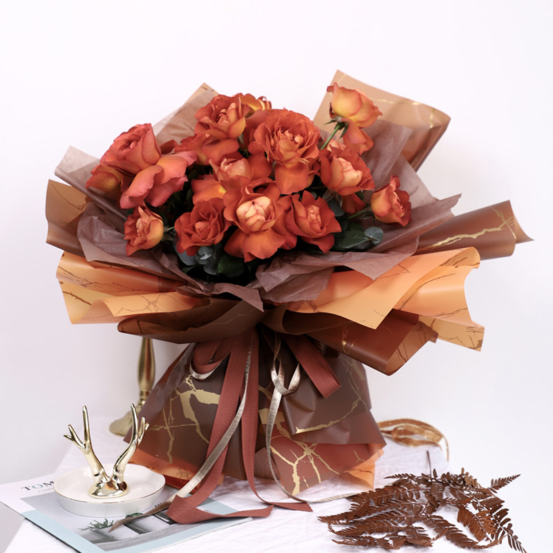 MYHC-13 Papier d'emballage de fleurs en plastique à motif de marbre doré