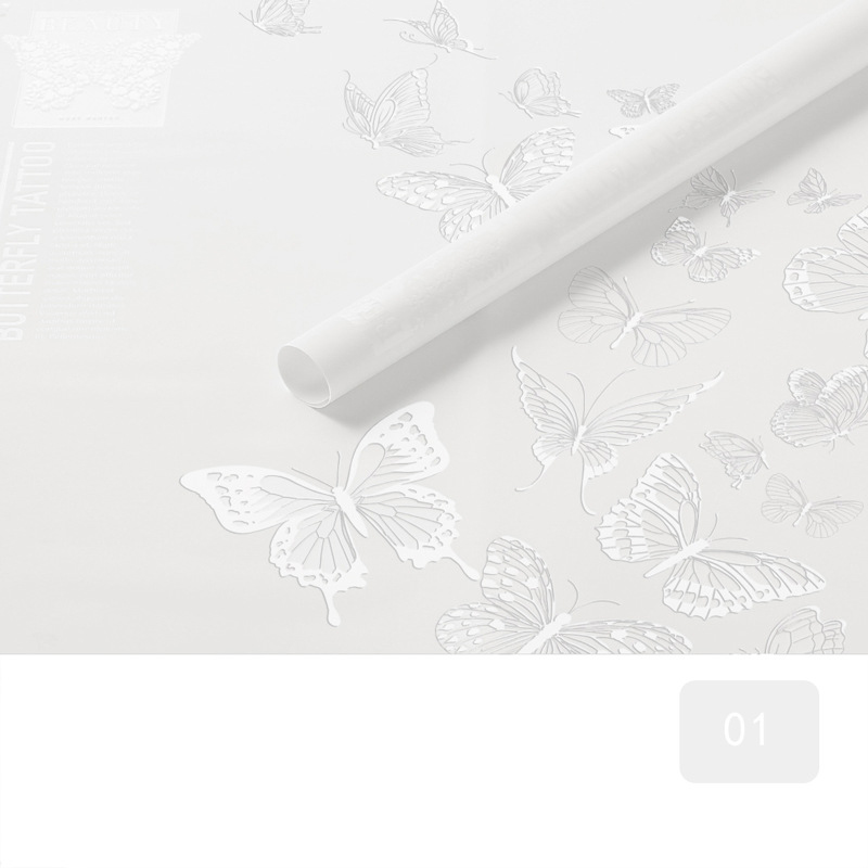 Papier d'emballage de fleurs mat opaque à motif papillon MYHC-14