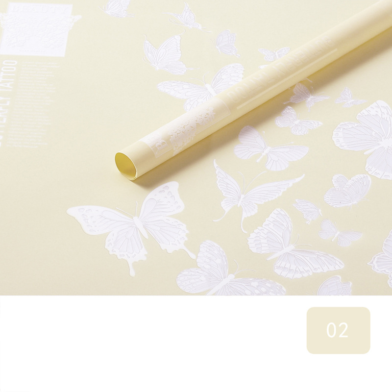 Papier d'emballage de fleurs mat opaque à motif papillon MYHC-14