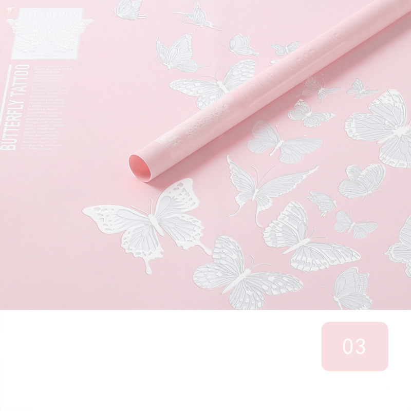 Papier d'emballage de fleurs mat opaque à motif papillon MYHC-14