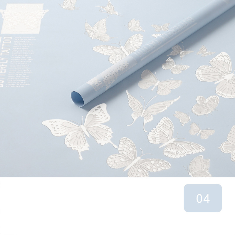 Papier d'emballage de fleurs mat opaque à motif papillon MYHC-14