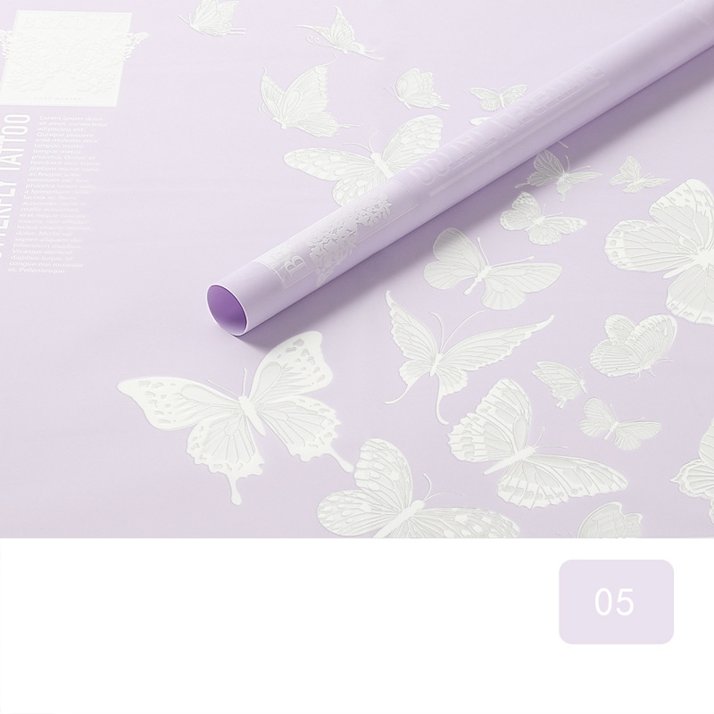 Papier d'emballage de fleurs mat opaque à motif papillon MYHC-14