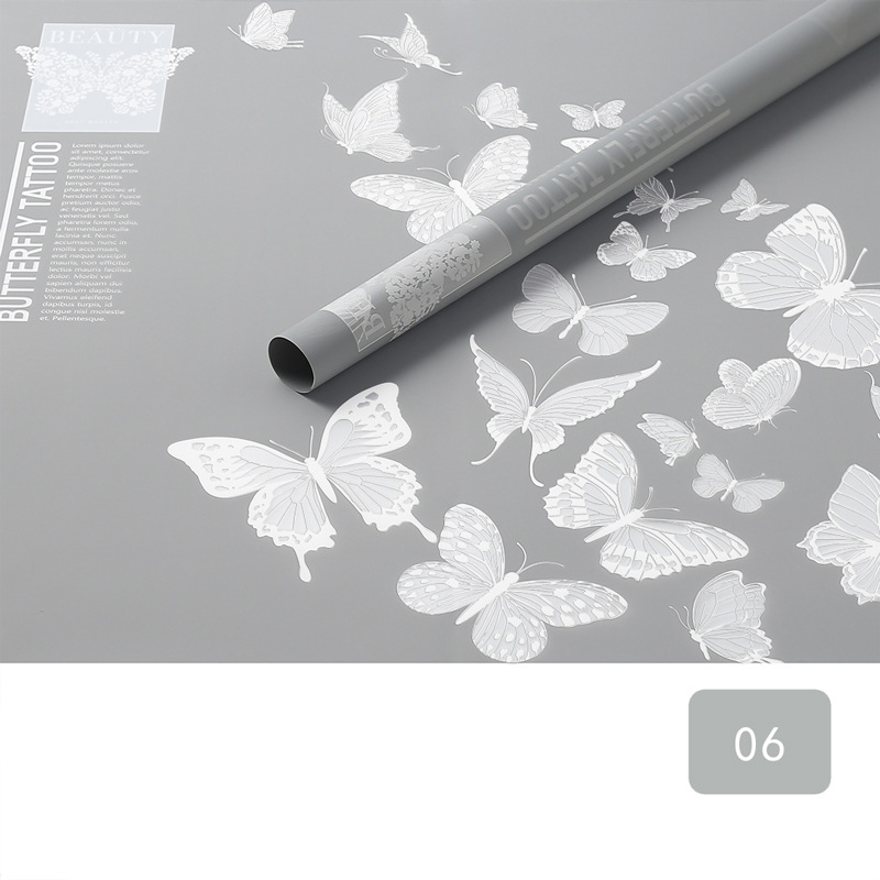 Papier d'emballage de fleurs mat opaque à motif papillon MYHC-14