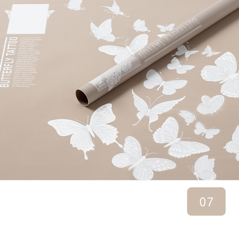Papier d'emballage de fleurs mat opaque à motif papillon MYHC-14