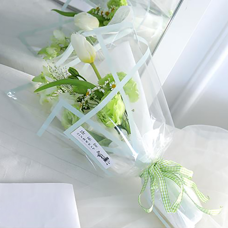 MYHC-15 Papier d'emballage de fleurs en plastique à bord monochrome transparent
