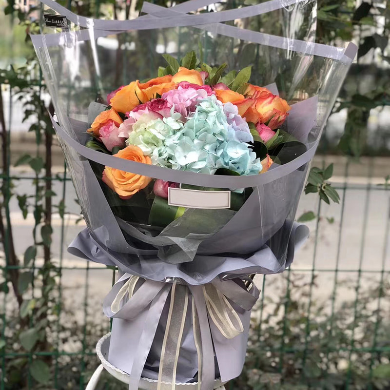 Papier d'emballage de fleurs en plastique OPP à bordure transparente MYHC-16