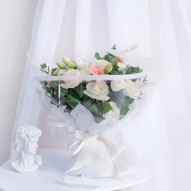 Papier d'emballage de fleurs en plastique OPP à bordure transparente MYHC-16