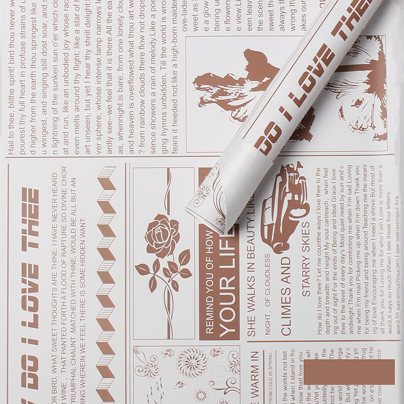 MYHC-21 Papier d'emballage de fleurs en peau de vache de style journal rétro