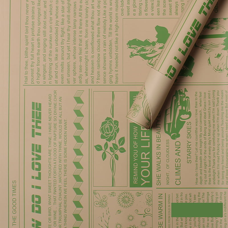 MYHC-21 Papier d'emballage de fleurs en peau de vache de style journal rétro