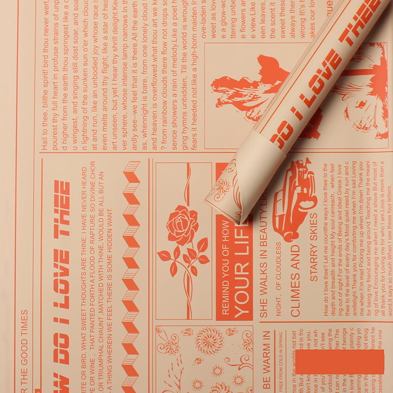MYHC-21 Papier d'emballage de fleurs en peau de vache de style journal rétro