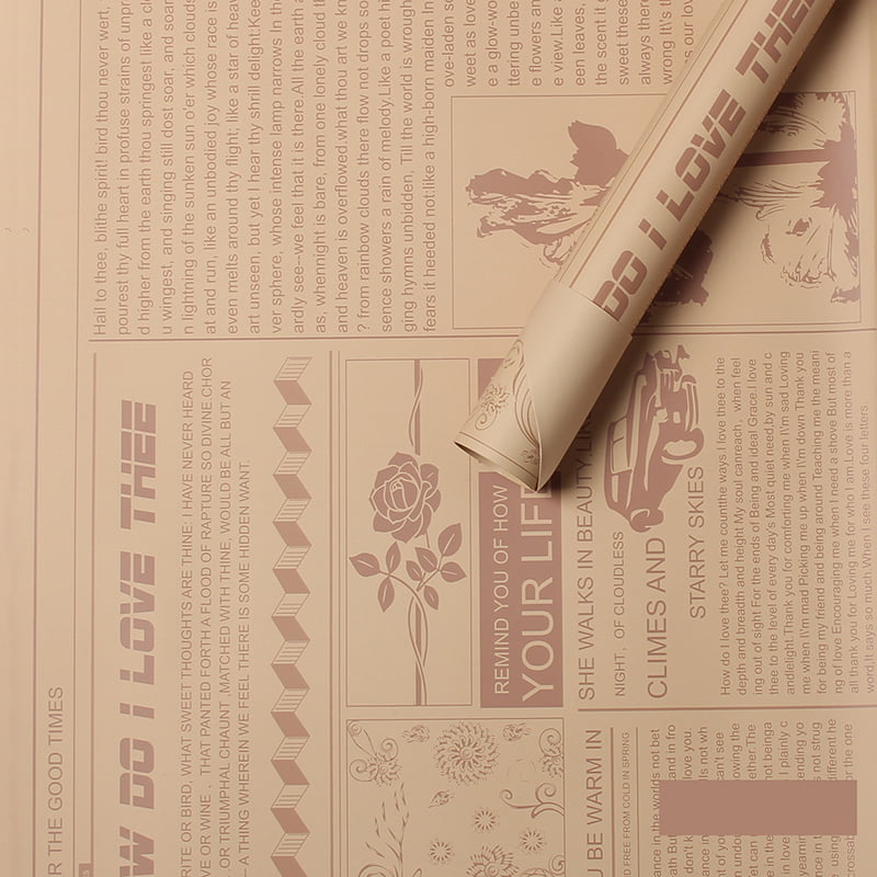 MYHC-21 Papier d'emballage de fleurs en peau de vache de style journal rétro