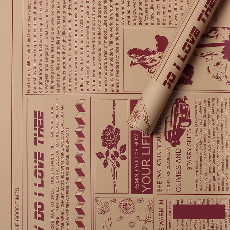 MYHC-21 Papier d'emballage de fleurs en peau de vache de style journal rétro