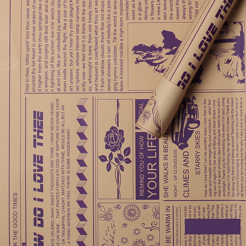 MYHC-21 Papier d'emballage de fleurs en peau de vache de style journal rétro