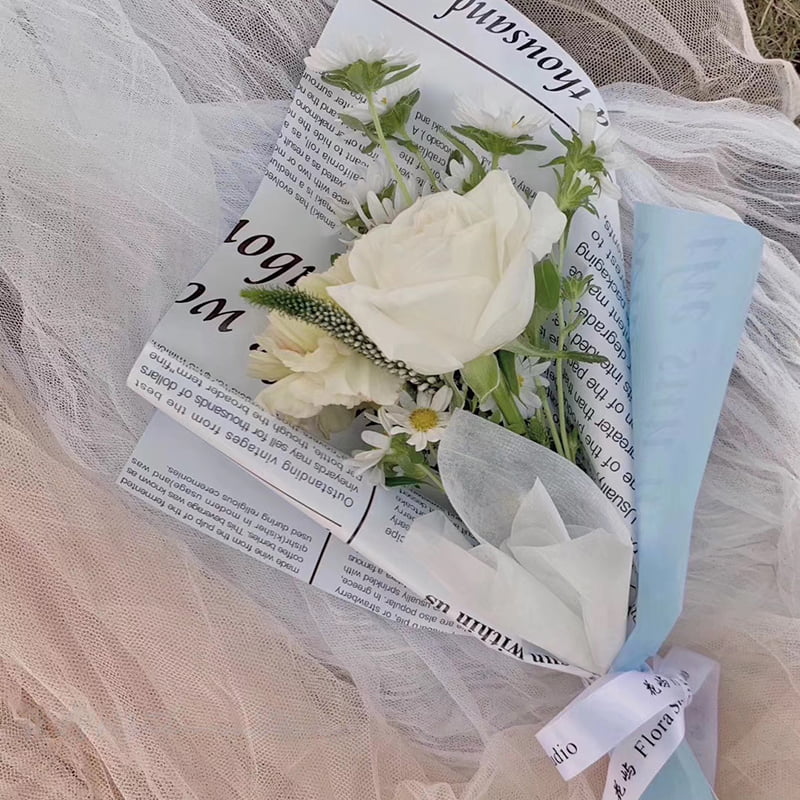 Film d'emballage de fleurs en cuir de vache, Style journal simple face, Double face et Double couleur, MYHC-23