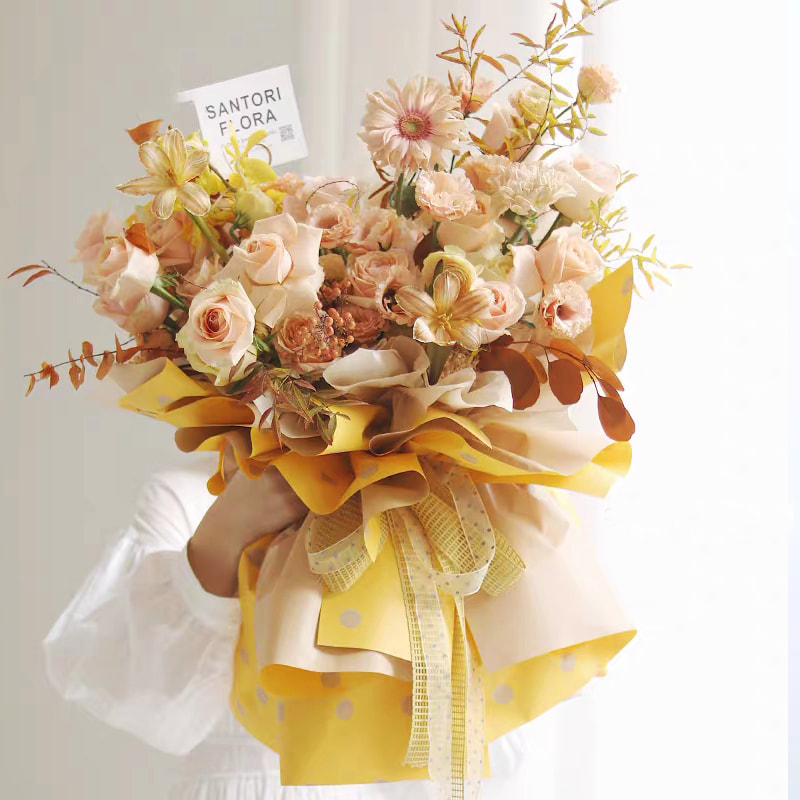 MYHC-24 Papier d'emballage à fleurs en coton à pois sur une face
