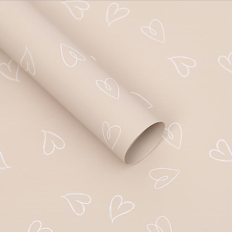 MYHC-28 Papier d'emballage de fleurs en peau de vache monochrome en forme de cœur