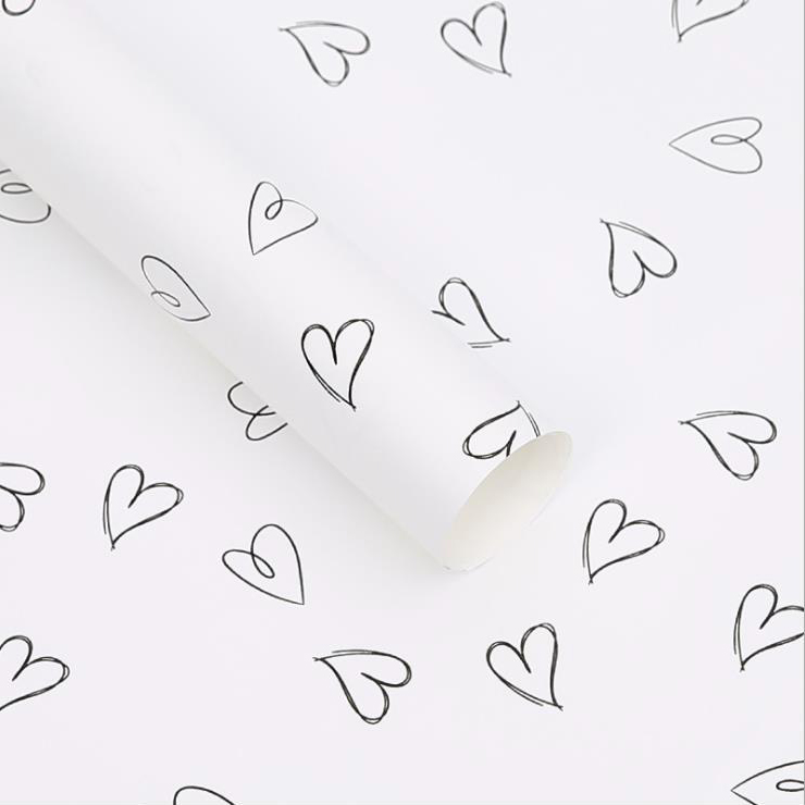 MYHC-28 Papier d'emballage de fleurs en peau de vache monochrome en forme de cœur