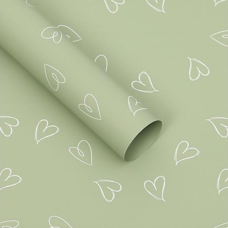 MYHC-28 Papier d'emballage de fleurs en peau de vache monochrome en forme de cœur