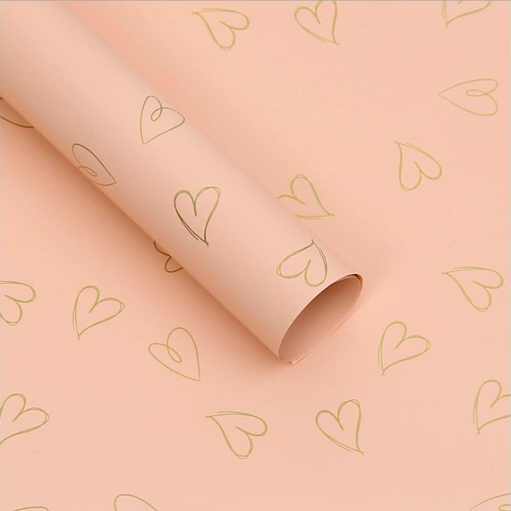 MYHC-28 Papier d'emballage de fleurs en peau de vache monochrome en forme de cœur
