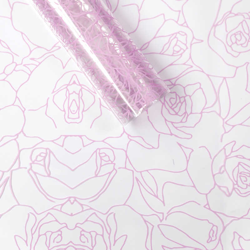 Film d'emballage de fleurs transparent OPP, lignes roses monochromes MYHC-29