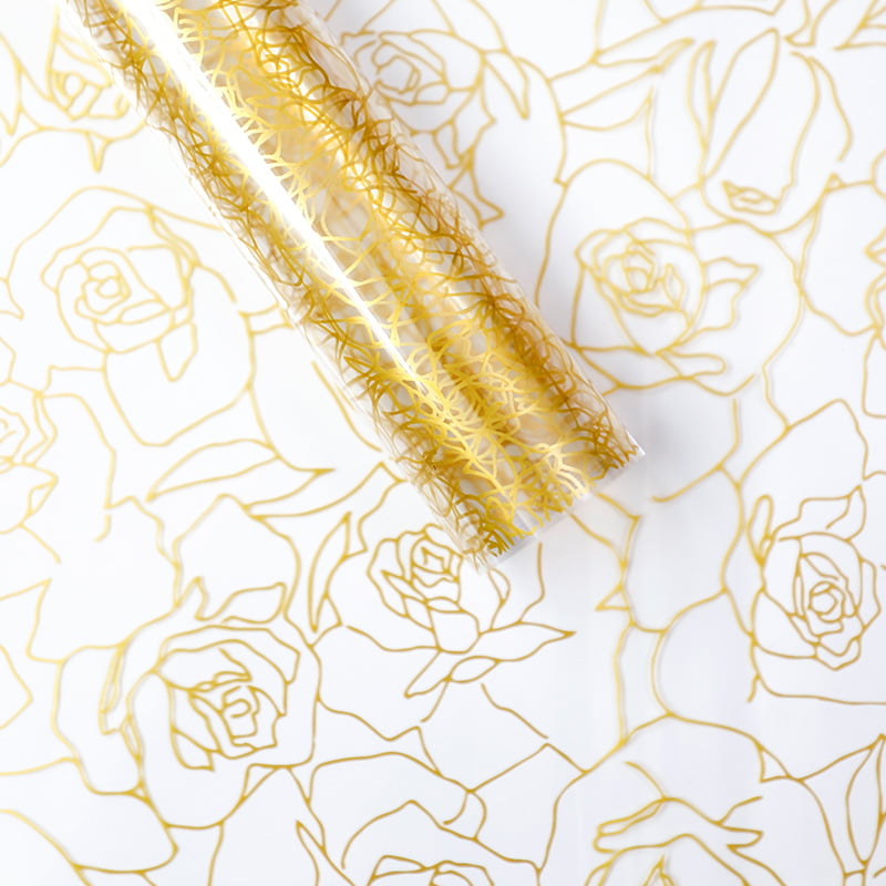Film d'emballage de fleurs transparent OPP, lignes roses monochromes MYHC-29