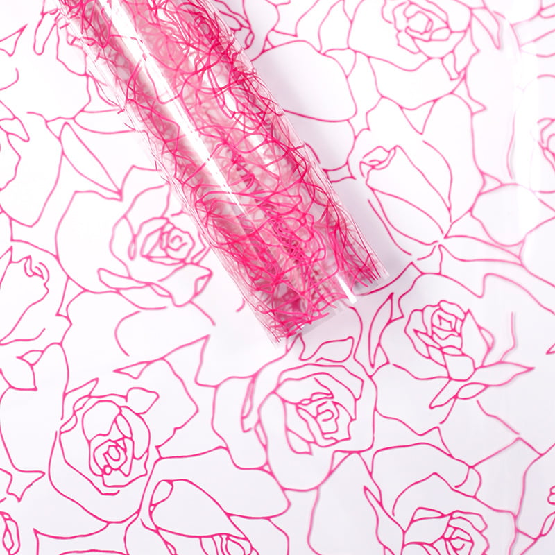 Film d'emballage de fleurs transparent OPP, lignes roses monochromes MYHC-29