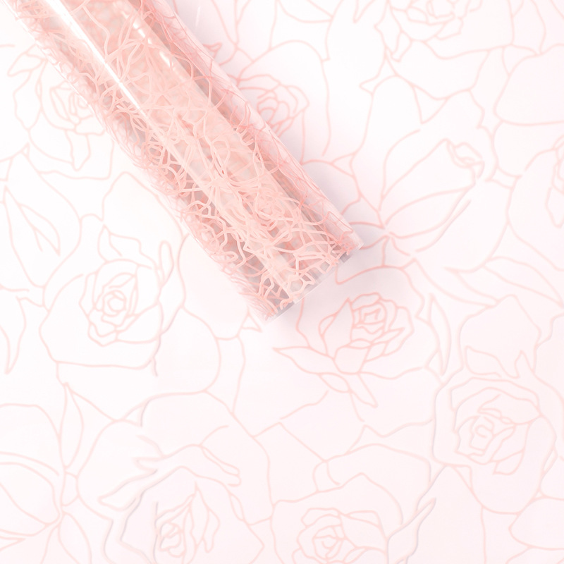 Film d'emballage de fleurs transparent OPP, lignes roses monochromes MYHC-29
