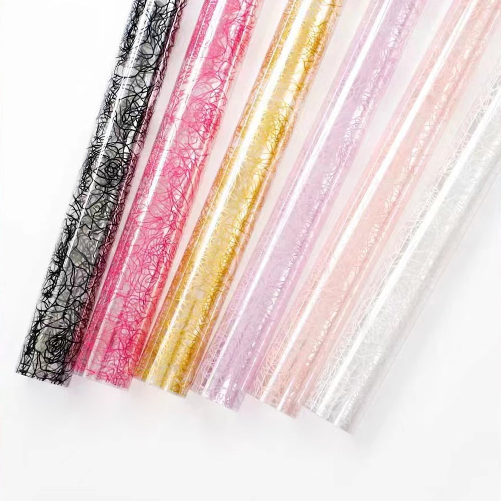 Film d'emballage de fleurs transparent OPP, lignes roses monochromes MYHC-29