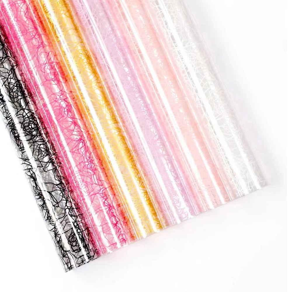 Film d'emballage de fleurs transparent OPP, lignes roses monochromes MYHC-29