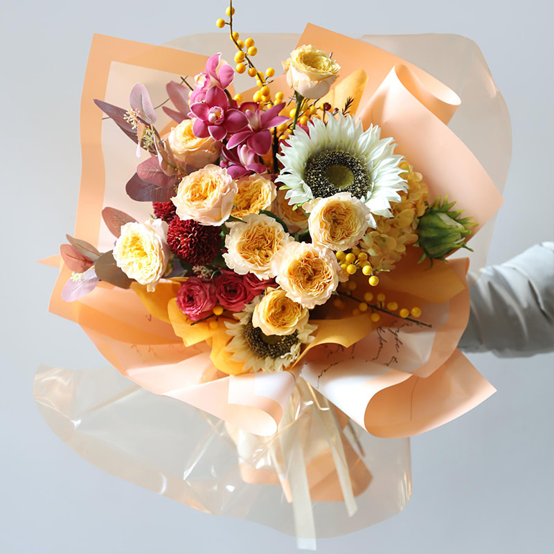 MYHC-42 Papier d'emballage de fleurs en coton à bordure contrastée de style simple