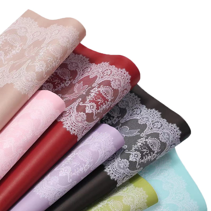 Film d'emballage de fleurs imperméable BOPP à motif de dentelle MYHC-46