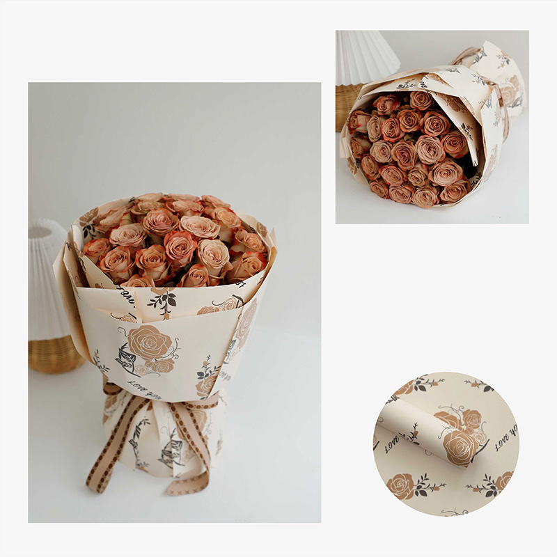Papier d'emballage de fleurs en peau de vache faiblement saturé MYHC-47