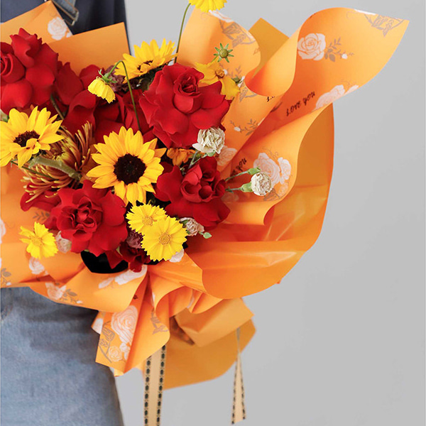 Papier d'emballage de fleurs en peau de vache faiblement saturé MYHC-47