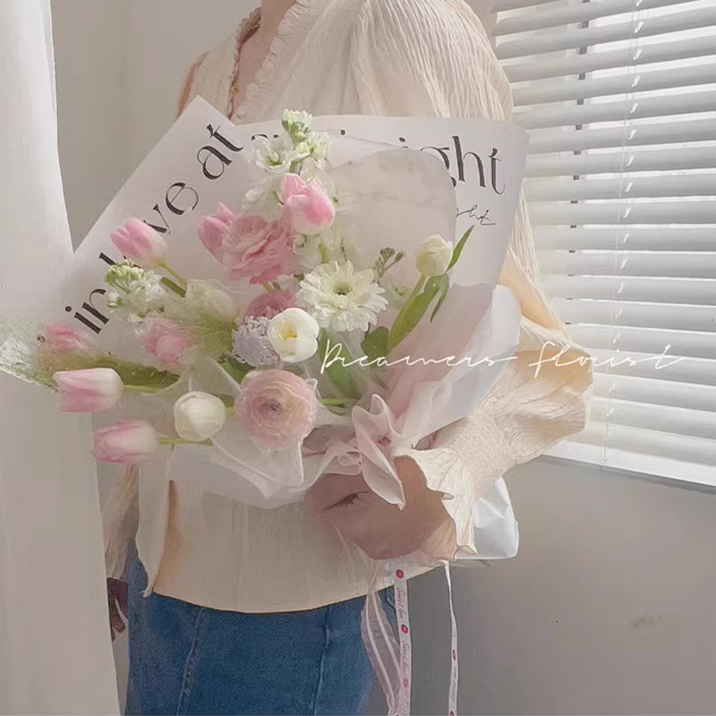 Papier d'emballage de fleurs en plastique, décoration anglaise, unilatéral, coup de foudre, MYHC-53