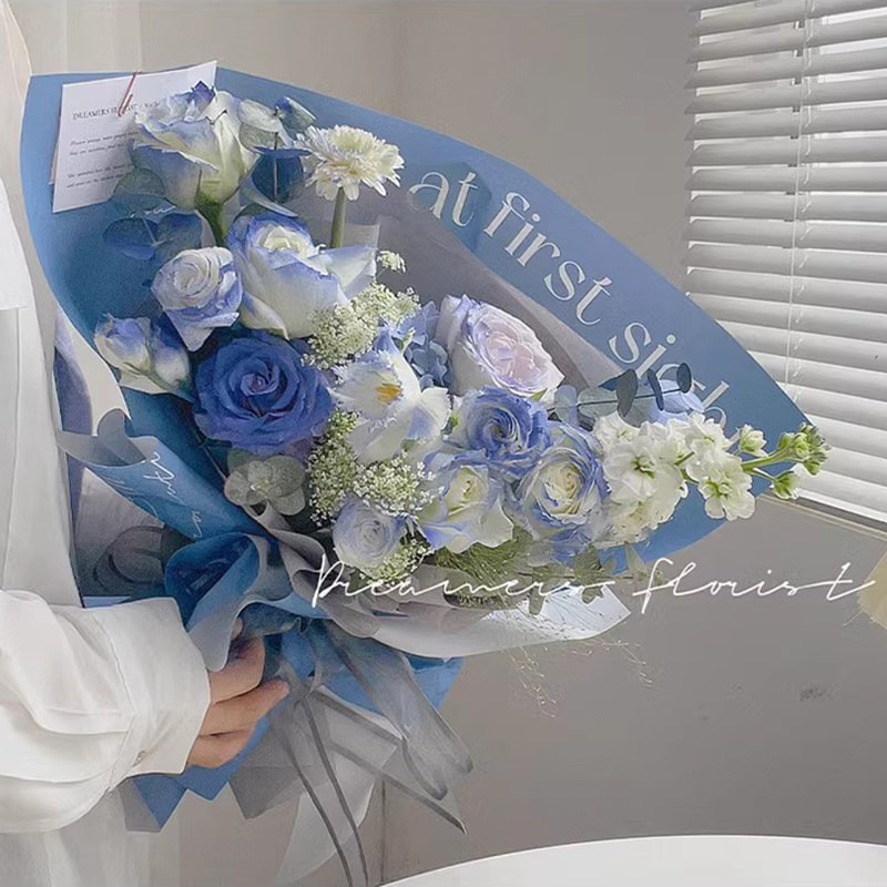 Papier d'emballage de fleurs en plastique, décoration anglaise, unilatéral, coup de foudre, MYHC-53