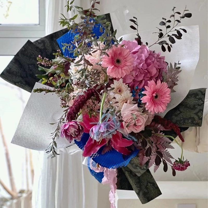 MYHC-56 Papier d'emballage de fleurs en coton monochrome à imprimé en relief