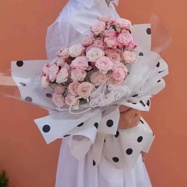 Papier d'emballage de fleurs en coton doublé de points MYHC-58