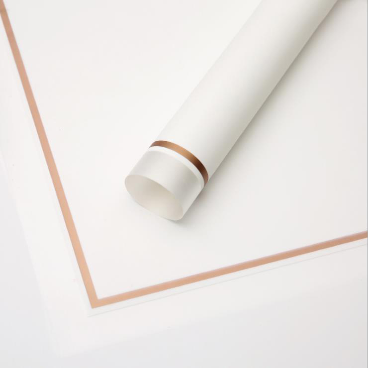 MYHC-61 bord blanc avec bord doré Film mat papier d'emballage de fleurs mat