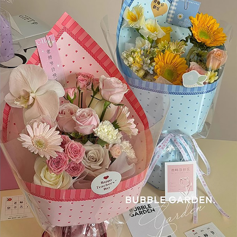 Film d'emballage de fleurs en plastique de couleur vive pour robe de princesse MYHC-65