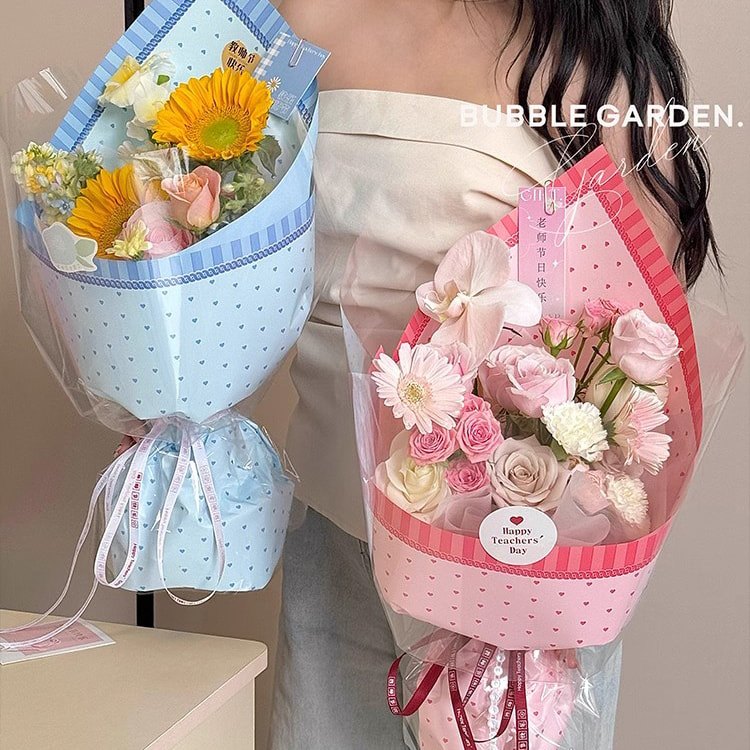 Film d'emballage de fleurs en plastique de couleur vive pour robe de princesse MYHC-65