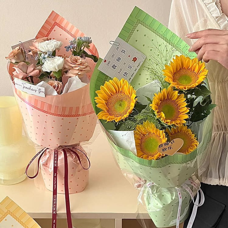 Film d'emballage de fleurs en plastique de couleur vive pour robe de princesse MYHC-65