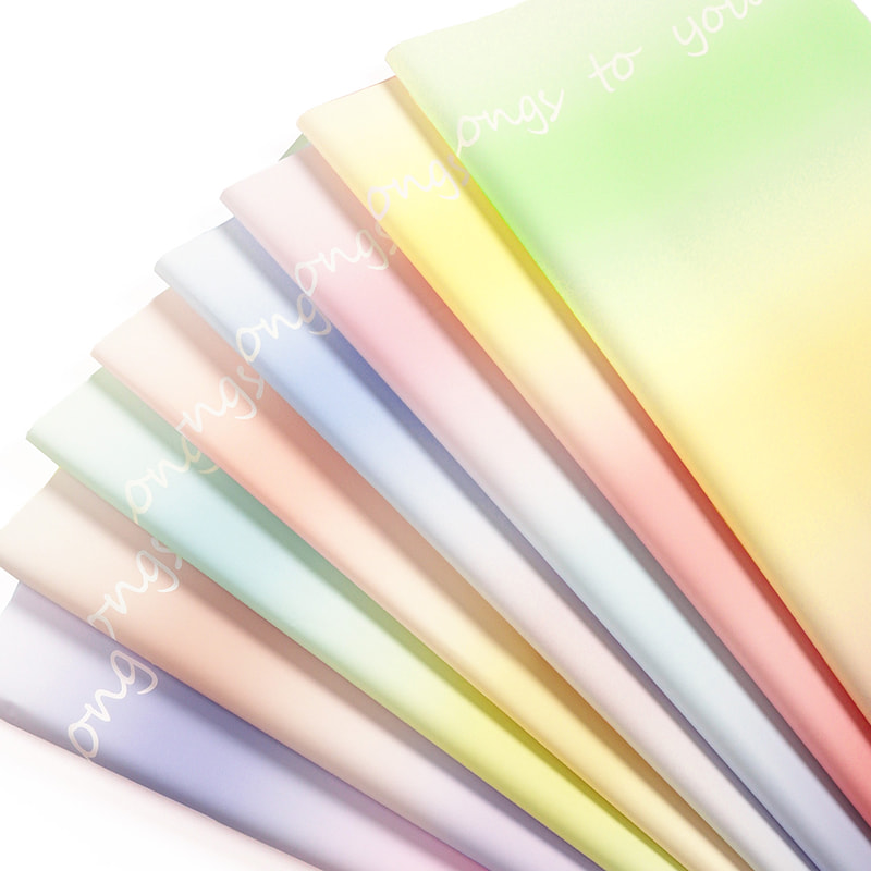 MYHC-66 Papier d'emballage de fleurs imperméable à l'eau de couleur dégradé de macaron