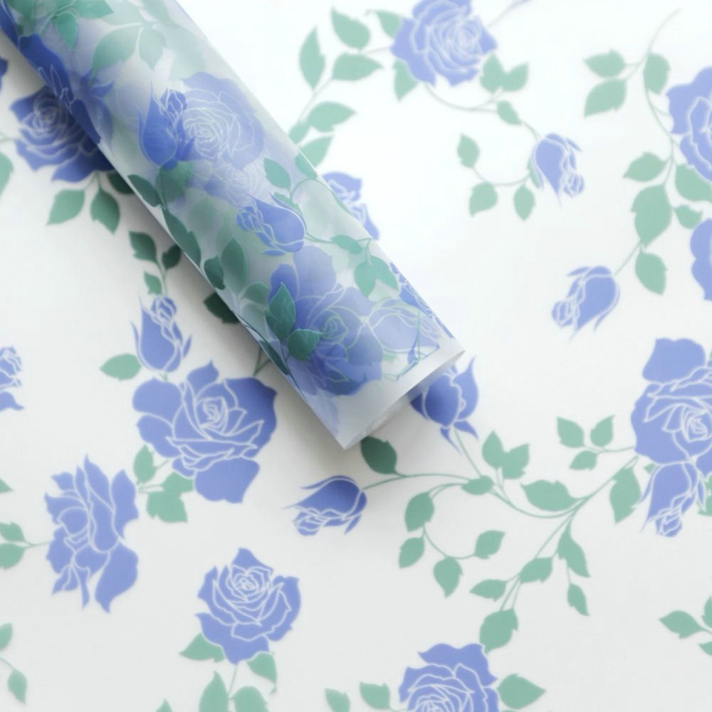 MYHC-79 Rose Print, film d'emballage de fleurs transparent bicolore