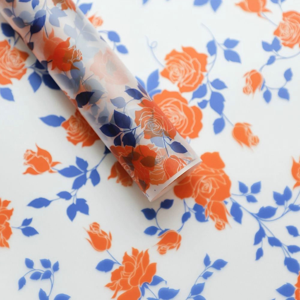 MYHC-79 Rose Print, film d'emballage de fleurs transparent bicolore