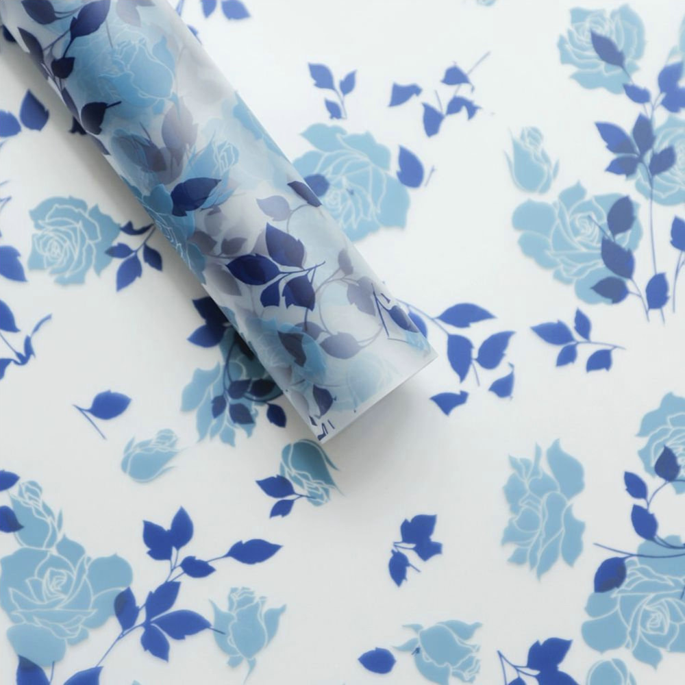MYHC-79 Rose Print, film d'emballage de fleurs transparent bicolore