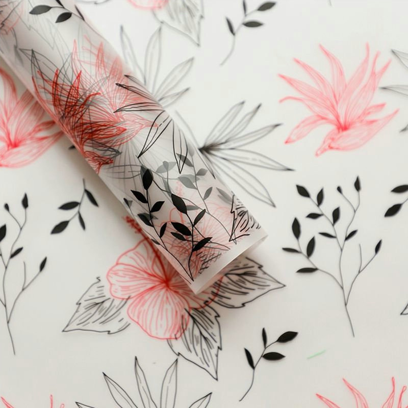 MYHC-80 Lignes de plantes simples Film transparent Fleurs Papier d'emballage