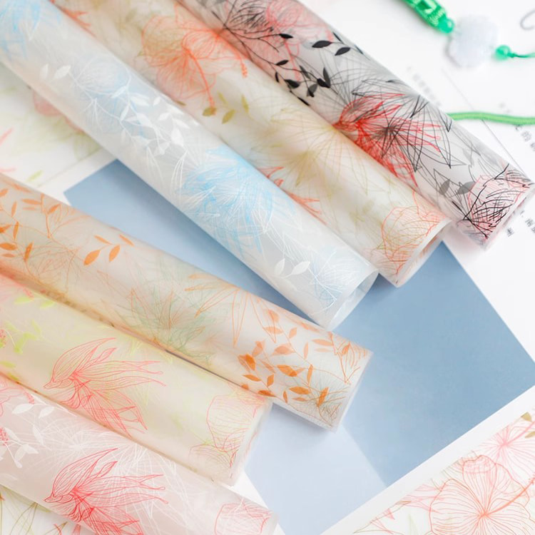 MYHC-80 Lignes de plantes simples Film transparent Fleurs Papier d'emballage